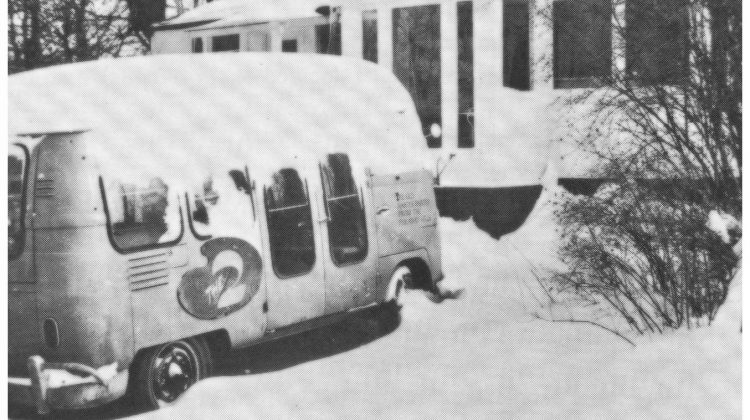 Photo of Bill's snow-covered van in front of his Montreal home.